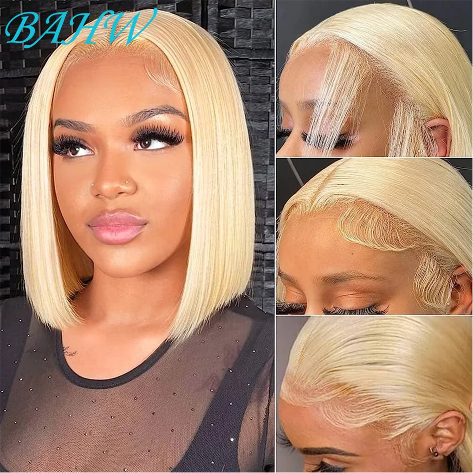 613 honig blonde kurze Bob Perücke 13x4 Spitze vorne Echthaar Perücken für Frauen birmanisches jungfräuliches Haar gerade 13x4 Spitze Frontal Perücke