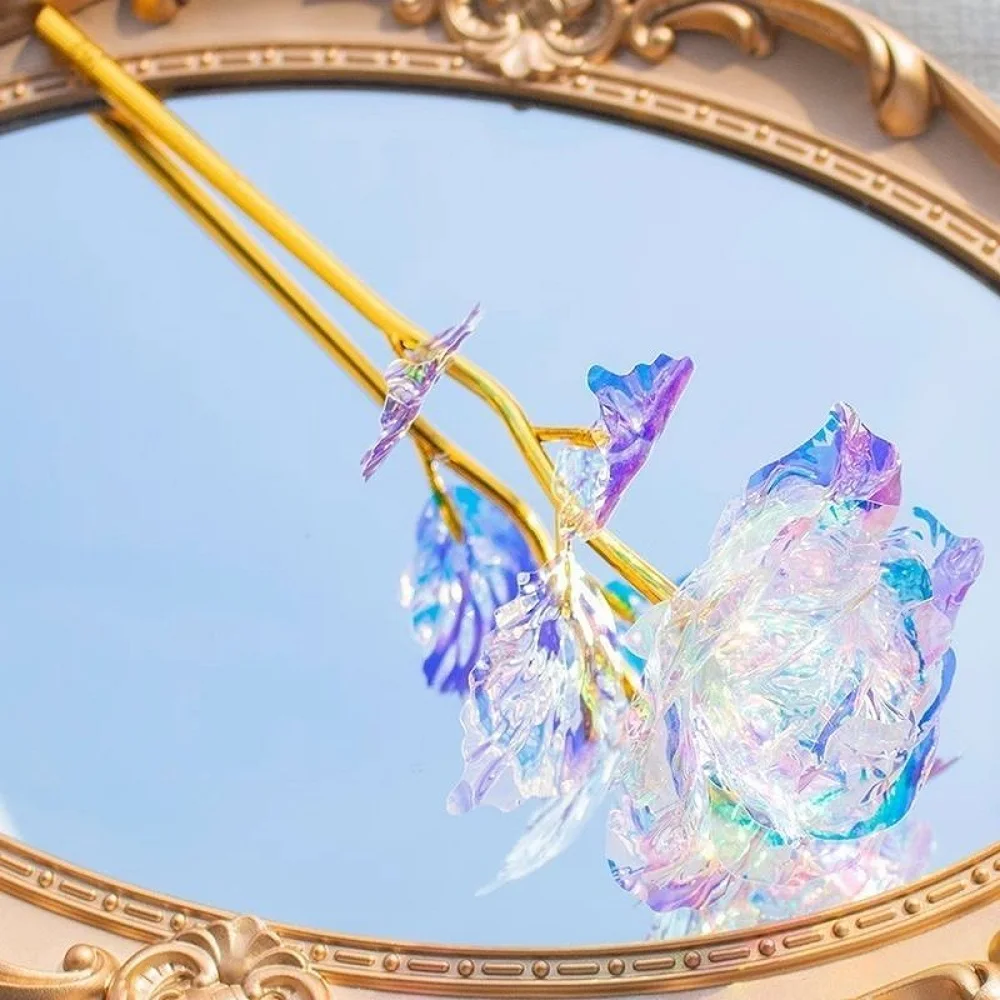 

Романтическая Золотая Роза с Любовной Основой Светящийся Вечный Цветок Искусственные Розы На День Святого Валентина Свадебный Декор Креативный Подарок