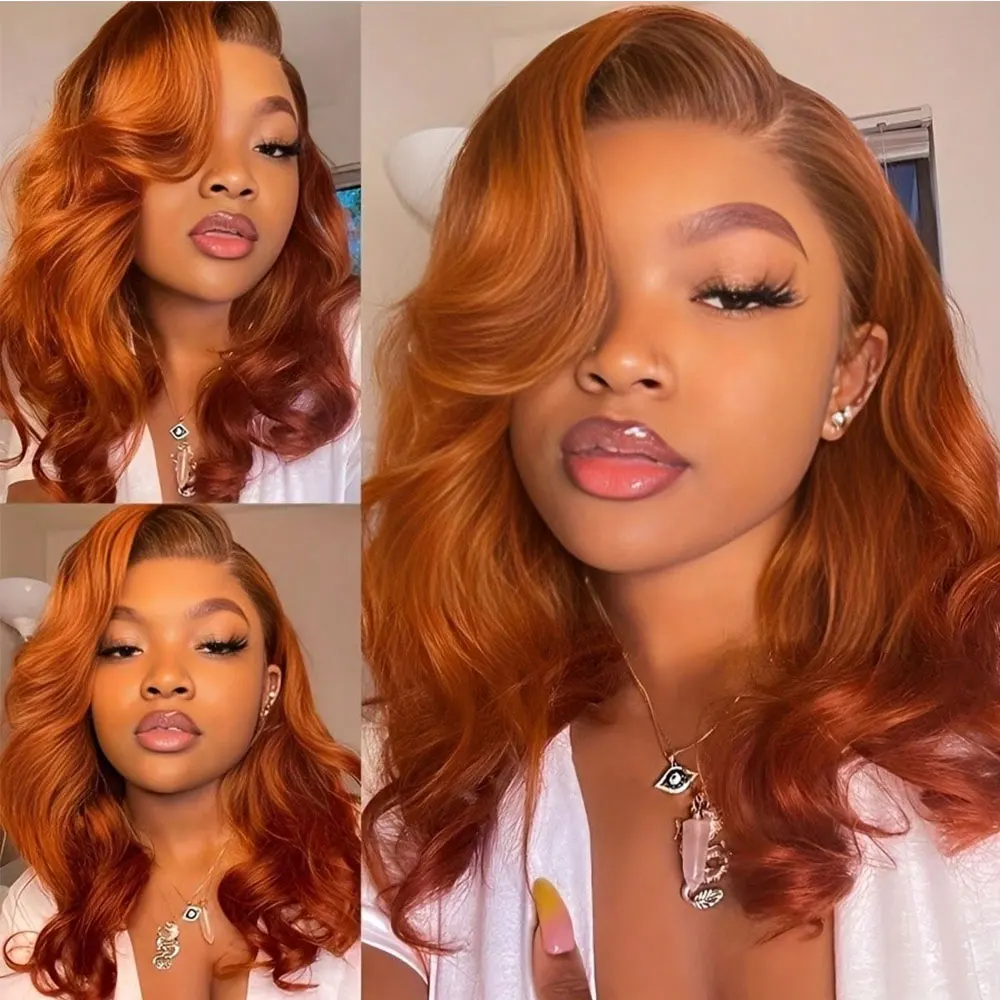 # 350 28 بوصة بوب 13 × 4 الزنجبيل الدانتيل الجبهة الباروكات شعر الإنسان البرتقال الزنجبيل الجسم موجة HD الدانتيل الباروكات الأمامية للنساء 200% الكثافة