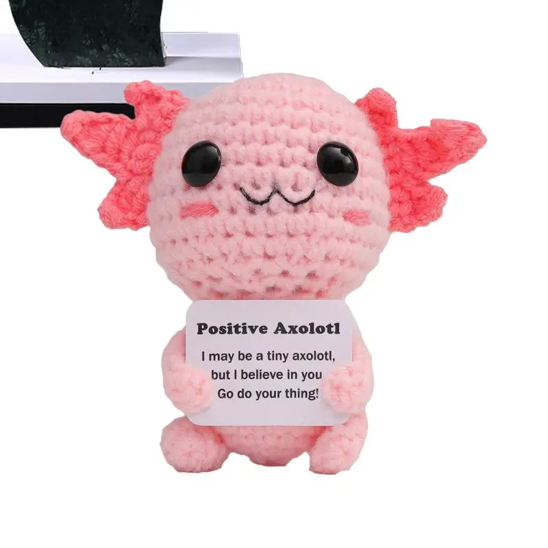 Positive Axolotl Emotional Supporting Plush Funny Knitted Inspiring Doll Knitted Inspire Inspiring Axolotl Toy Soft Cute Emotion