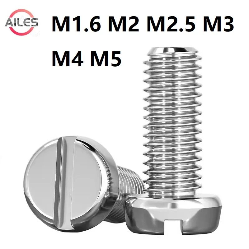 

M1.6 M2 M2.5 M3 M4 M5 Slotted Cheese Head Screw 304 Stainless Steel DIN84 GB65 Slot Column Round Head Bolts