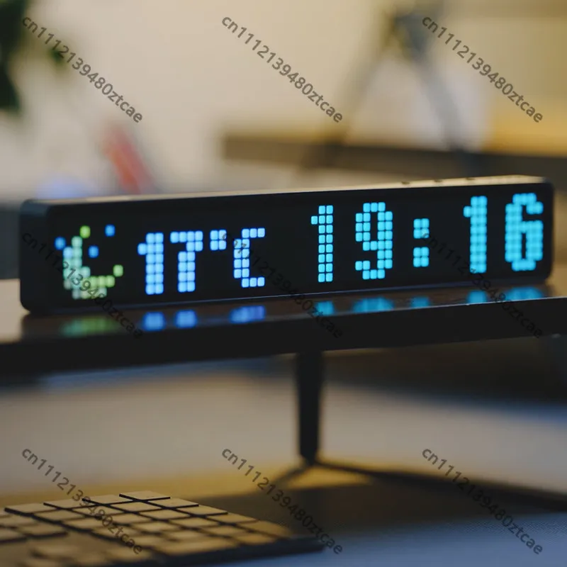 LED Matrix Pixel Clock Sound Activated Music Spectrum Light WiFi Time Weather Display Desk Lamp