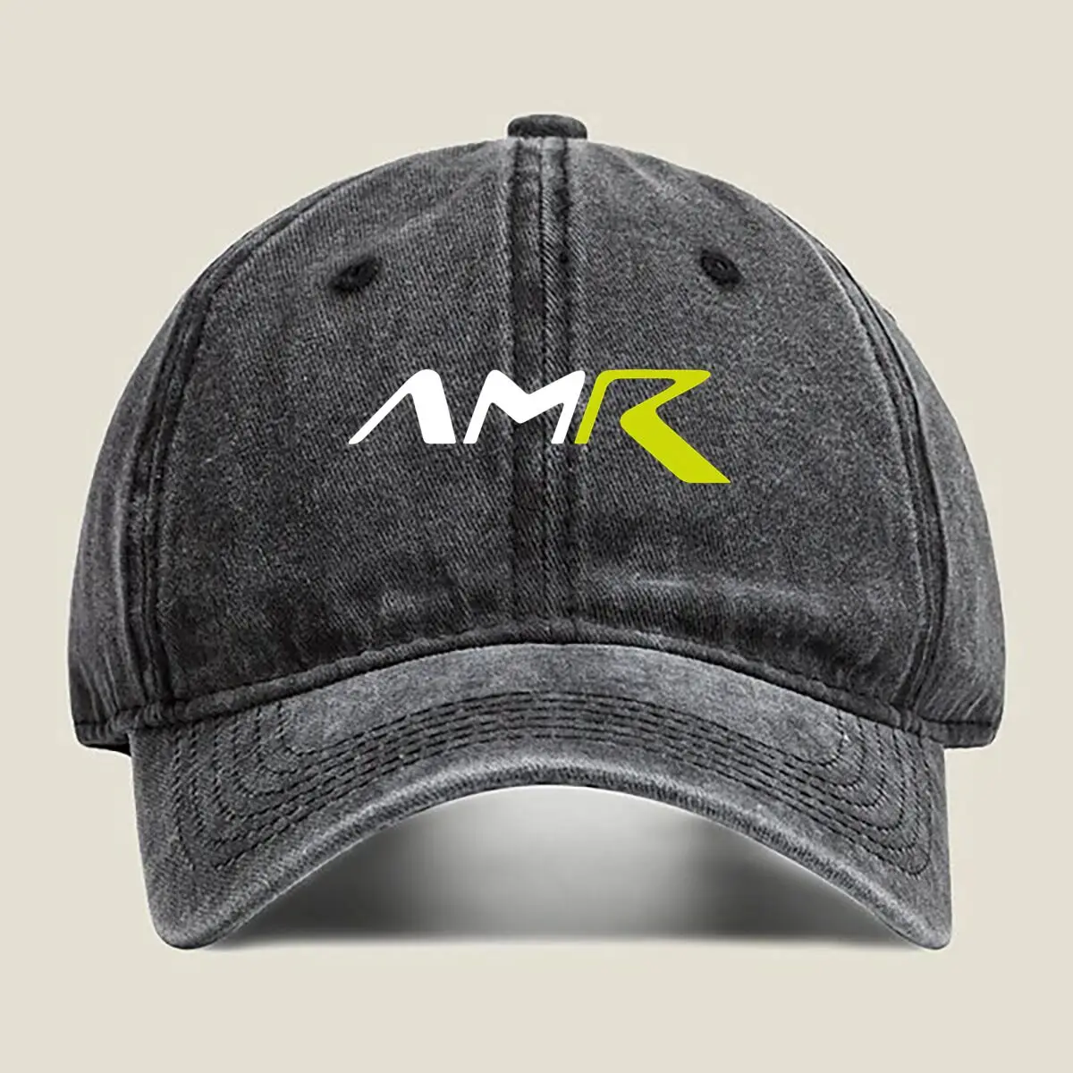 

AMR - Bold, Text, White, Race - Themed Design Washed Baseball Cap