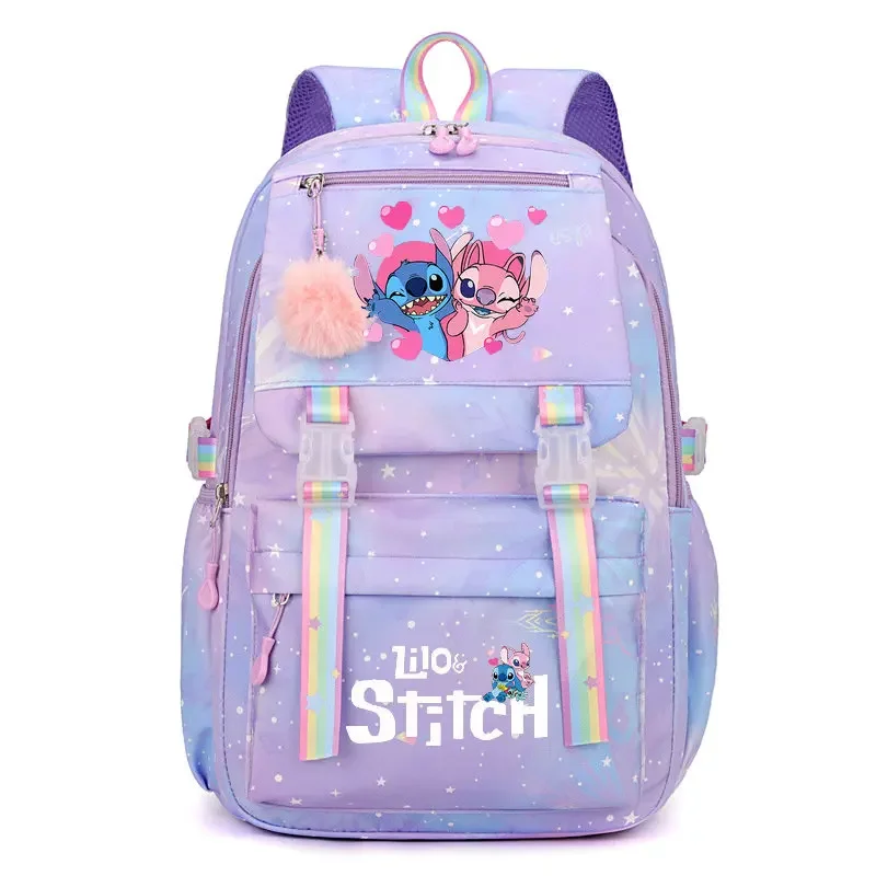 Lilo e Stitch Mochila à prova d'água de grande capacidade para escola Kawaii Anime cosplay bolsa de viagem escola estudante presente para meninas