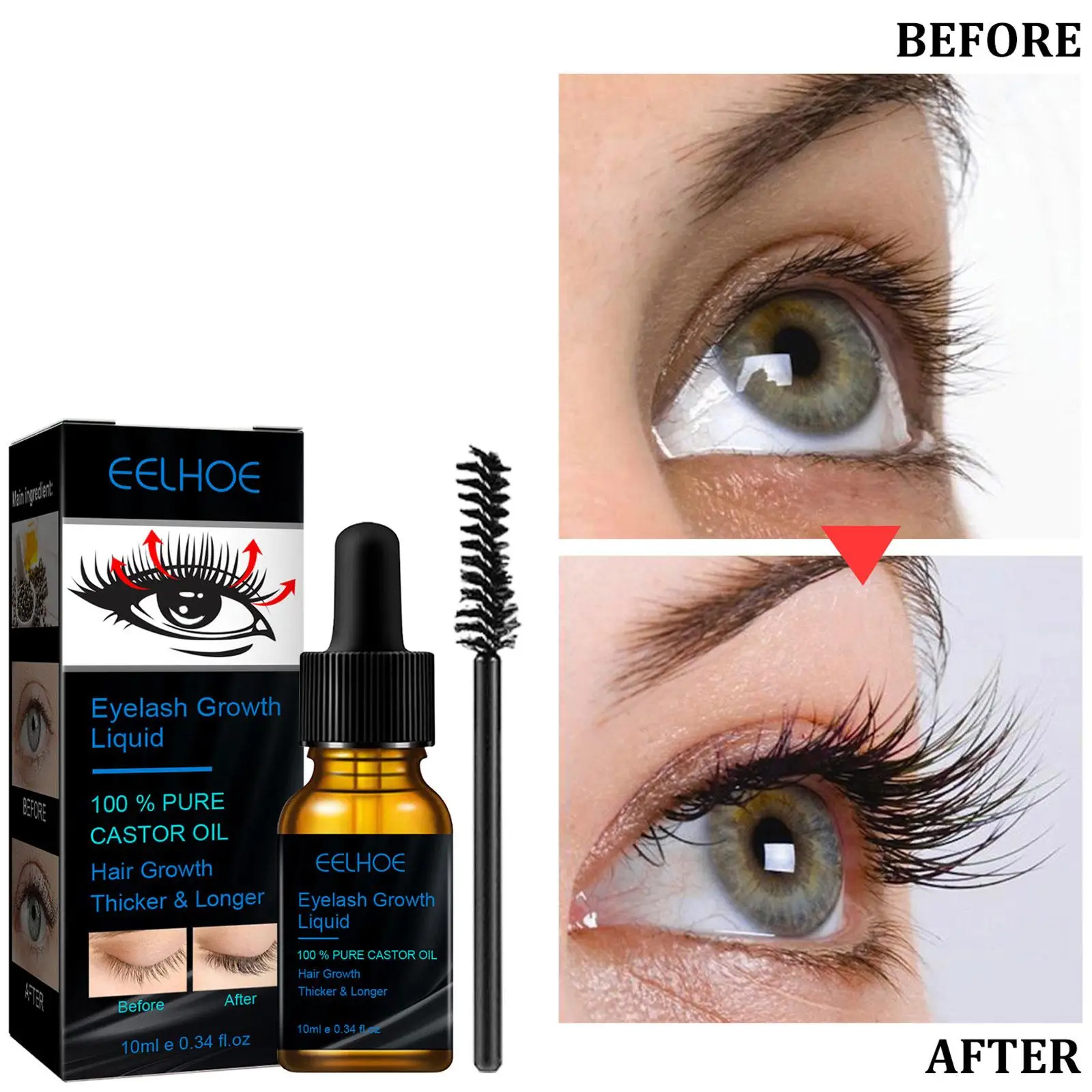 Castor Oil Eyelash Care Solution Eyelash Growth Unisex Eyelash Care  Longer Thicker  Eyelash Enhancement Care For Men Women