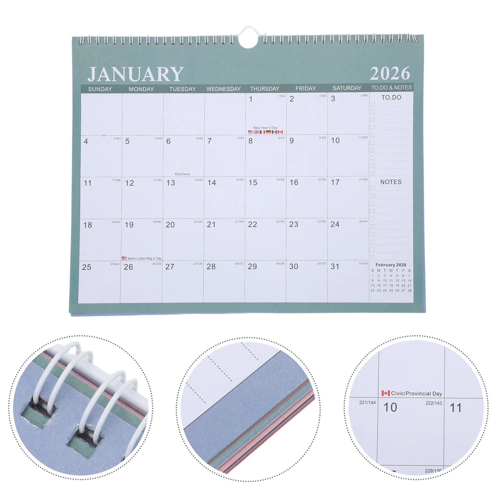 

Large Hanging Monthly Wall Calendar 2026.1-2027.6 Double-Sided Landscape Planner Office Home Holiday Organizer
