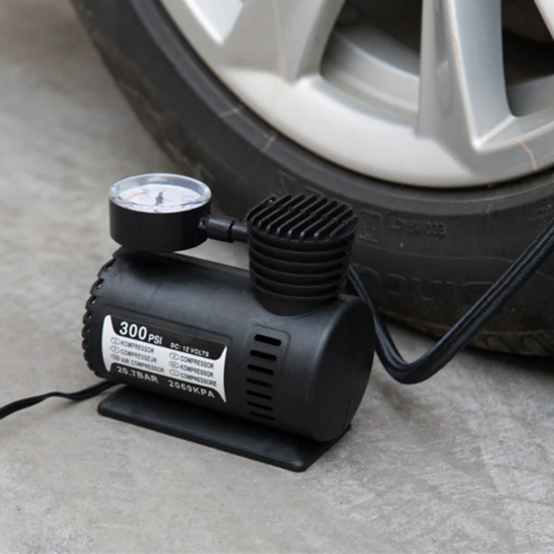 12V Car Mini Electric Inflation Pump Portable Tyre Air Inflator 300PSI Auto Compressor Pump forCar Bicycle Motorcycle Basketball