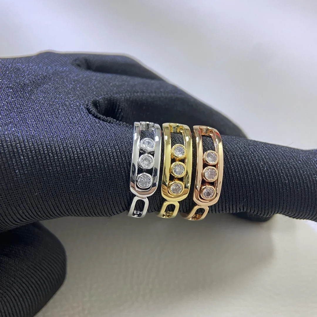 

2025 Nuevo anillo de tres cuentas deslizantes suaves 925S, esencial para parejas de alta gama, moderno y versátil