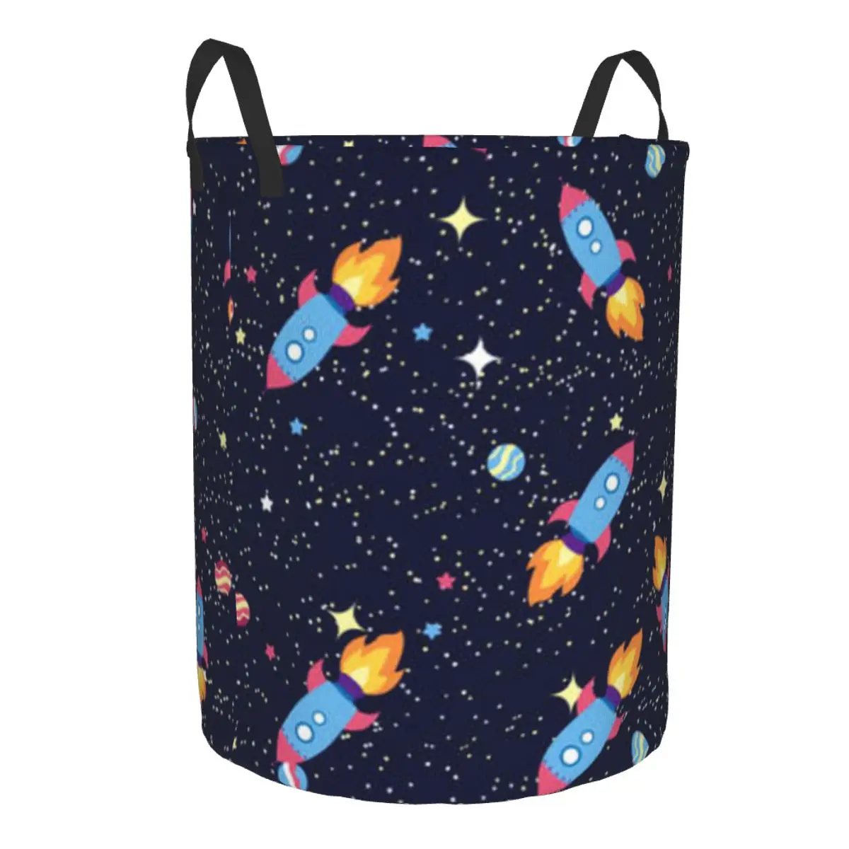 Space Planets Rockets And Stars Cartoon Spaceship Laundry Basket Folding Dirty Clothes Toys Storage Bucket Household