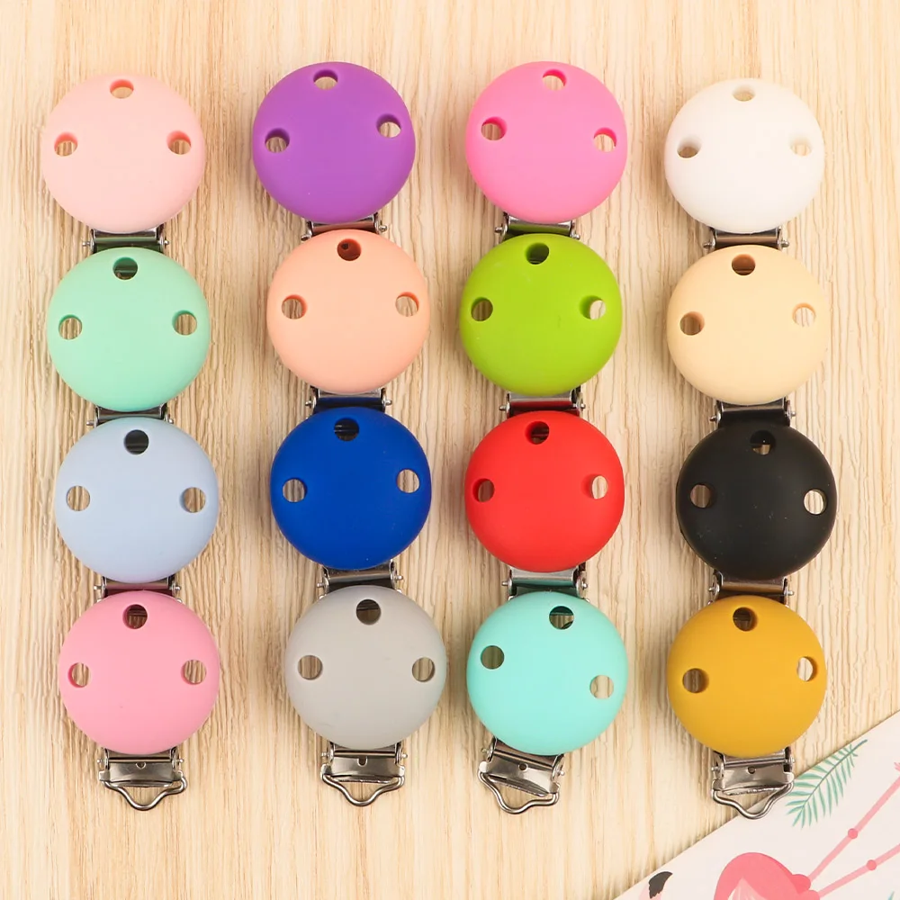 Sunrony 3/5pcs 30mm/35mm Silicone Clips Round Shape DIY Pacifier Chain Nipple Holder Clamps Jewelry Accessories Baby Toy