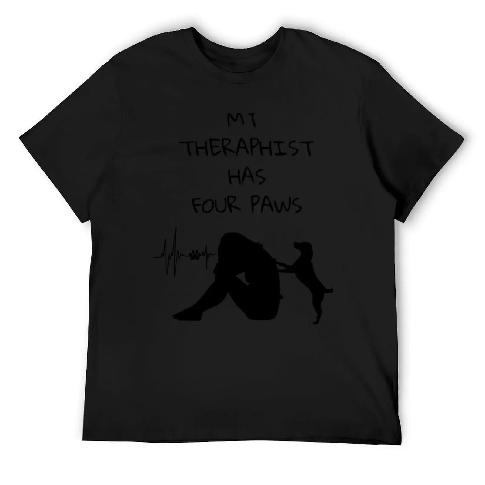 My Therapist Has Paws, pet therapist design T-Shirt vintage anime shirt sublime tops Men's clothing