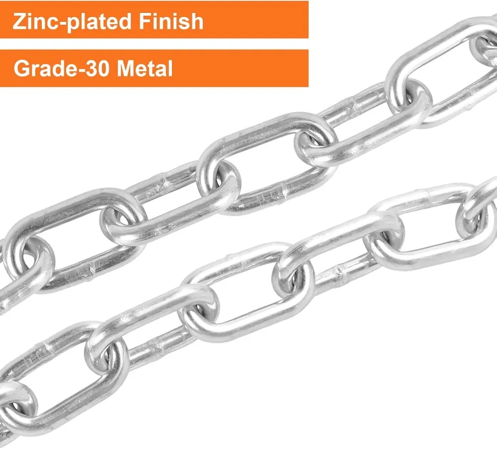 5/16" x 27" Grade 30 Steel Boat Trailer Safety Chain with Spring Clip Hooks, 7000 lbs, 2 Pcs - view 3