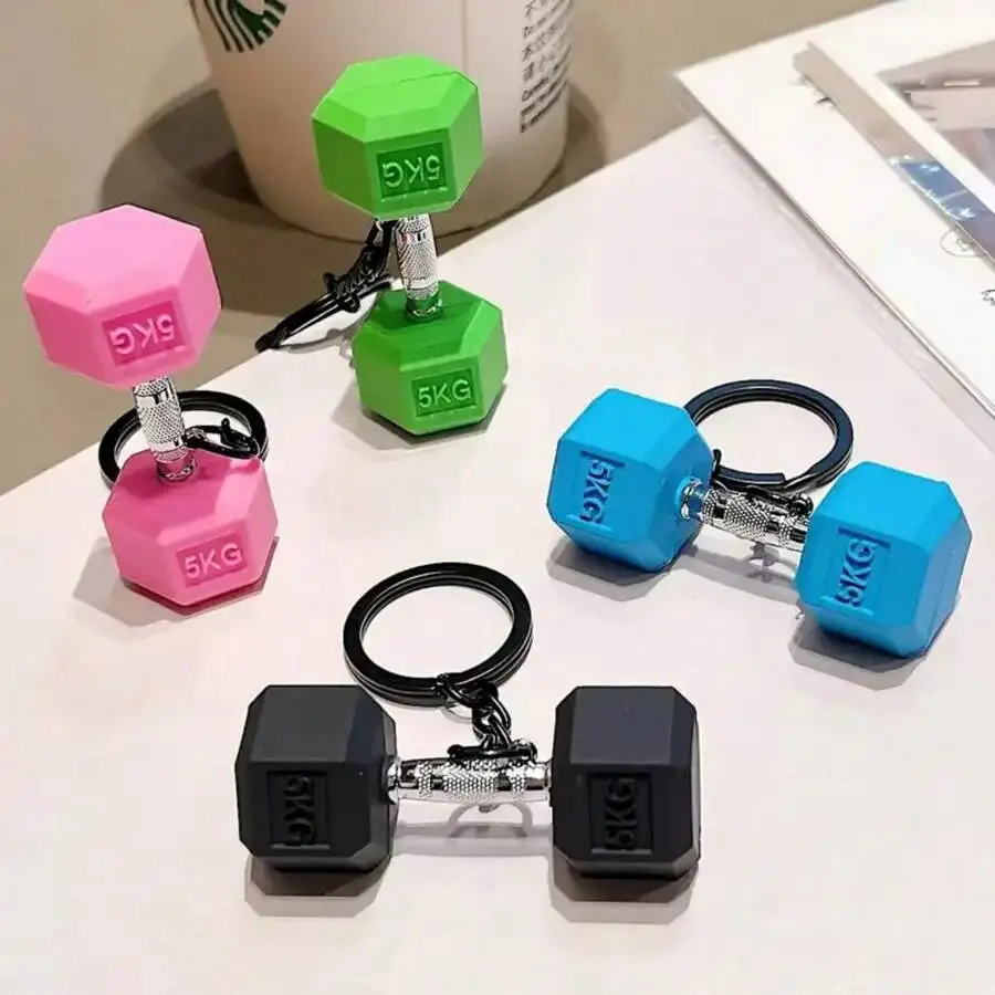 

1pc Mini Dumbbell Keychain, Silicone Fitness Keyring, Sports Theme, Detachable Ring Closure, PVC Material,Suitable As Party Gift