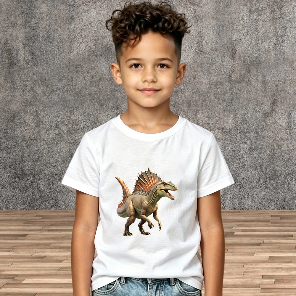 Short Sleeve Boys Dinosaur Printed Tops Summer Children Summer Cotton Tees