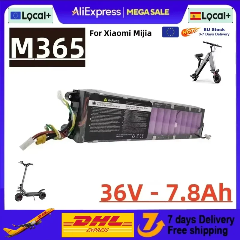 Pacco Batteria 10S3P 36V 7.8Ah per Monopattino Elettrico M356, Batteria M365, Batteria 18650 con Comunicazione Bluetooth Impermeabile