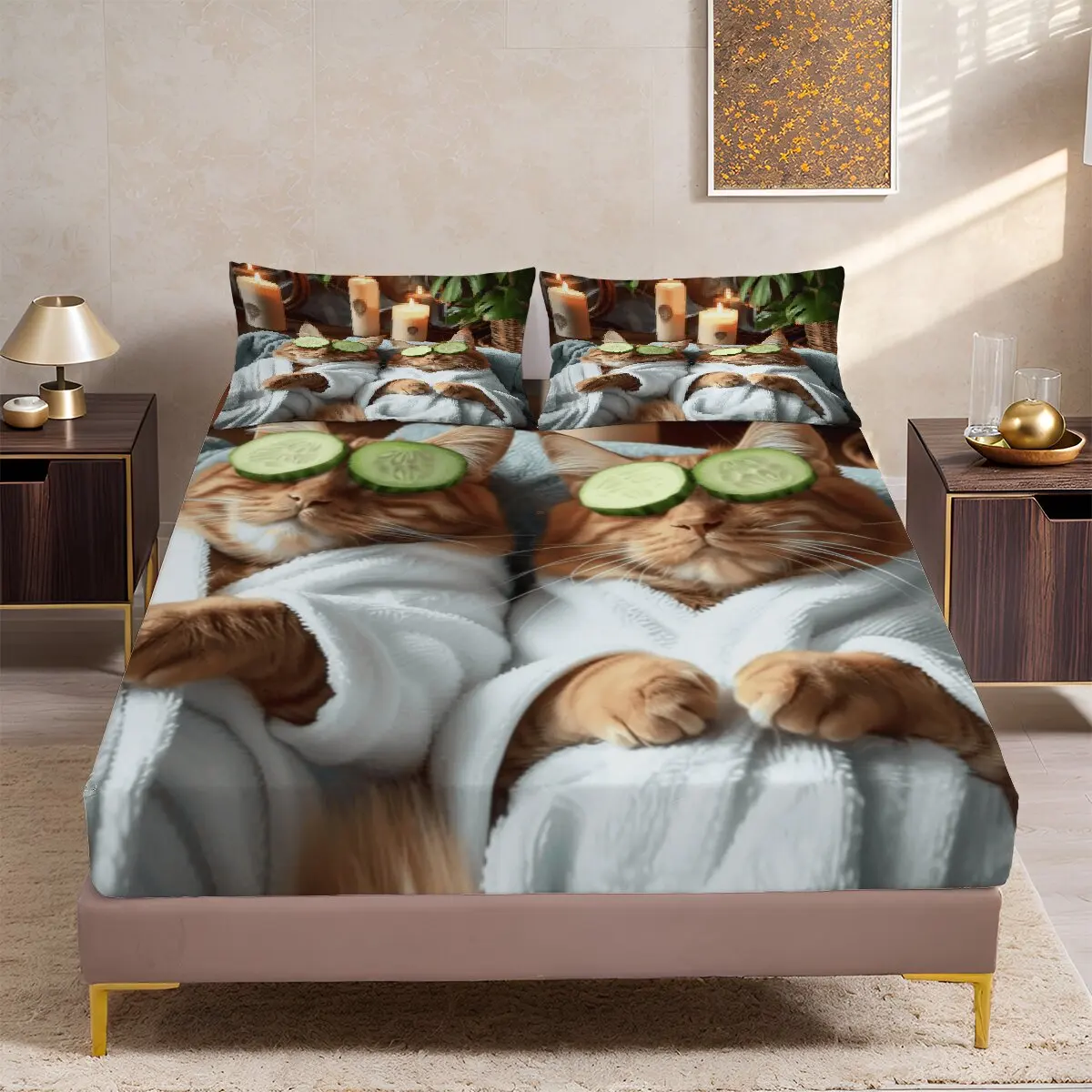 Kitten  Bed sheet large size  animal  Bed sheet set, 3 pieces, 1 bedsheet and 2 pillowcases