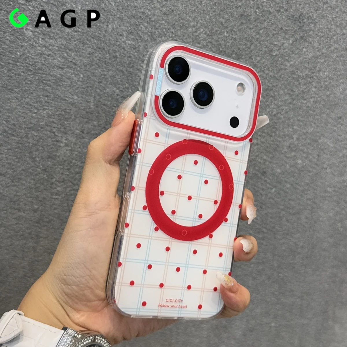 Casing INS Polka Dot 17 Pro Max Magnetic Fresh Grid Cover untuk iPhone 17 16 15 Pro Max 14 13 Magsafe Wireless Charging 17 Air Cases