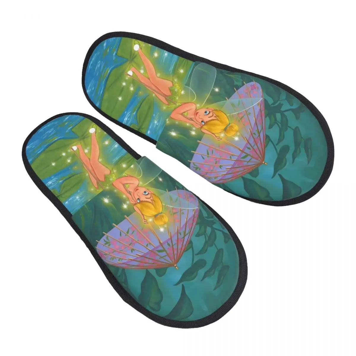 

Custom Tinker Bell House Slippers Women Cozy Memory Foam Fairy Slip On Hotel Slipper Shoes