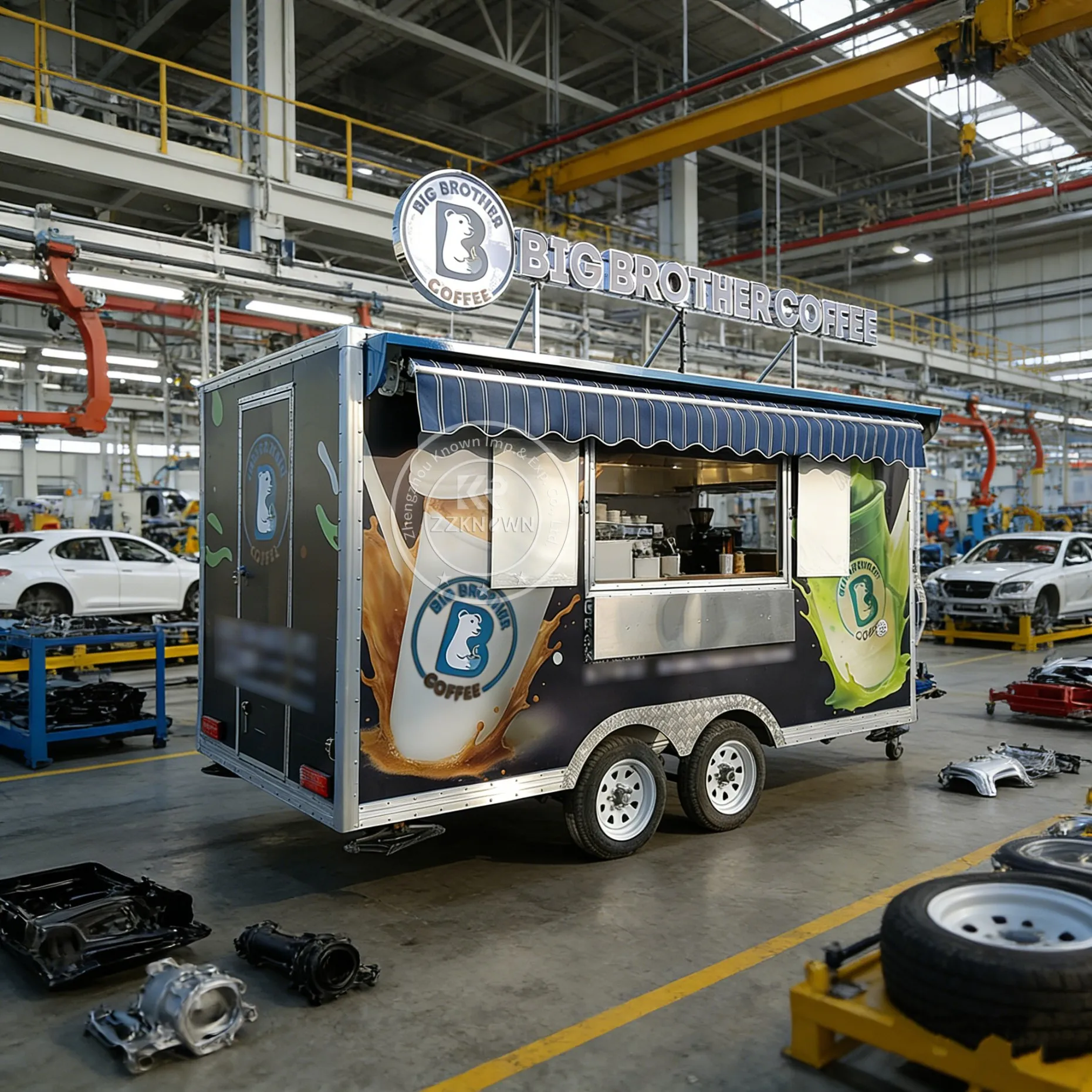 Camión de Comida Personalizado, Remolque de Panadería y Cafetería, Carrito de Café Móvil, Remolque de Comida Rápida para Comida Callejera Estadounidense