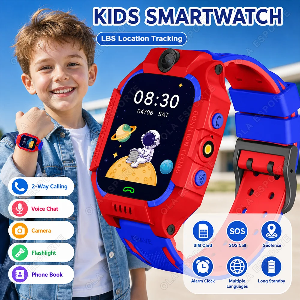 Kinder-Smartwatch mit SOS-Funktion, LBS-Ortung, SIM-Karte, Zwei-Wege-Anruf, HD-Kamera, Sprachchat, für die Sicherheit von Schülern und Kindern, Modell H10.