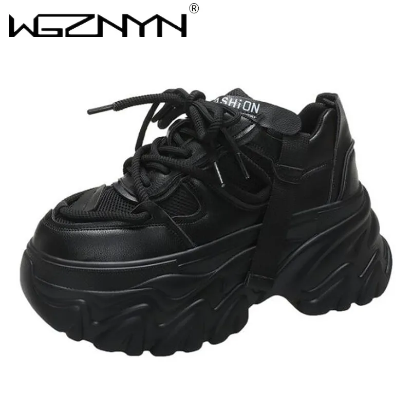 

High Platform Sneakers 8CM Wedge Heels Mesh Walking Sports Shoes Woman New Summer Autumn Vulcanize Shoes Female Chunky Sneakers