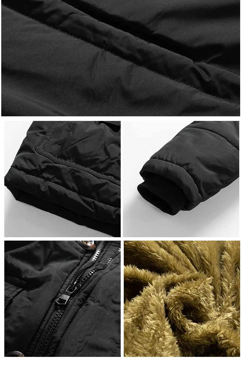 Herren Winter Plüsch verdickte Baumwolljacke Luxus winddicht warmer Mantel Outdoor Sport Parka Heavy Duty Top Qualität Freizeitkleidung – Detail 7