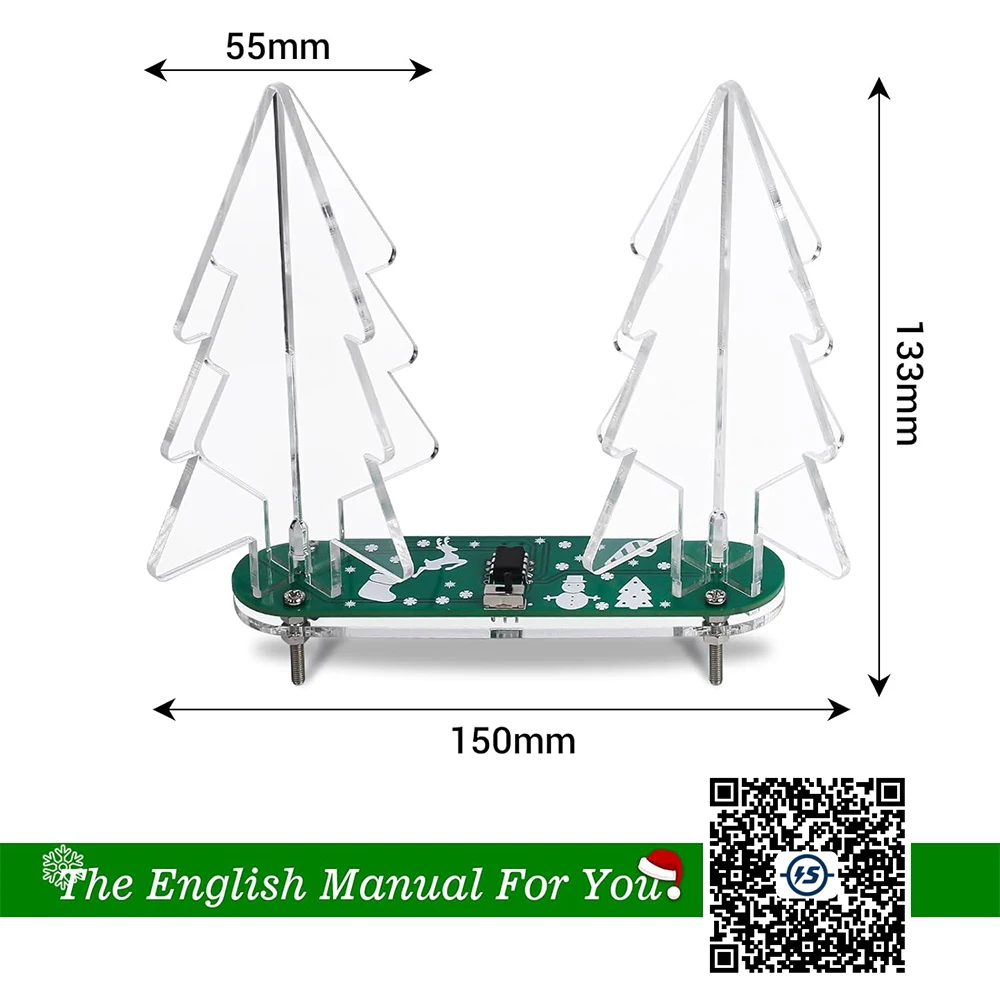 DIY Electronic Kit 3D Christmas Tree RGB LED Flashing Lights Soldering Practice Component Welding Gift For Beginner Student STEM