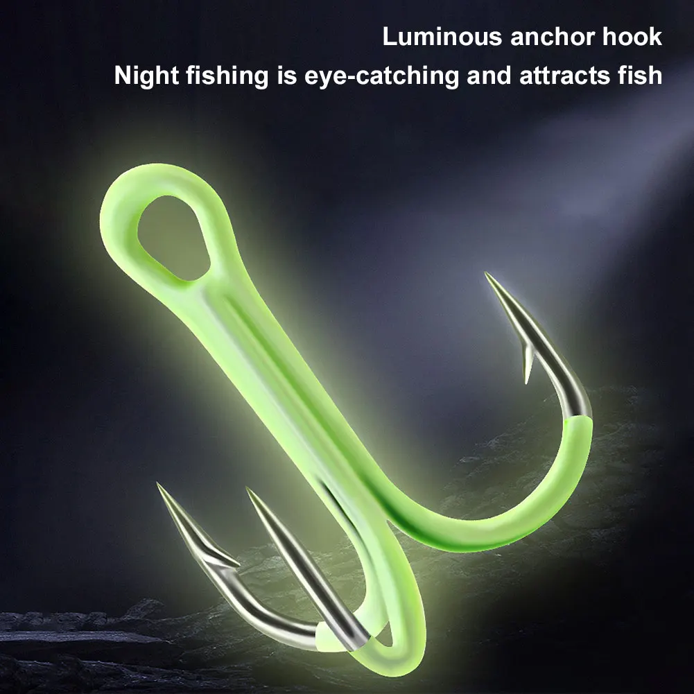 

High Carbon Steel Treble Hook 5 Colors Luminous Treble Hook Barbed Sharp Triple Hook for Saltwater Freshwater Fishing