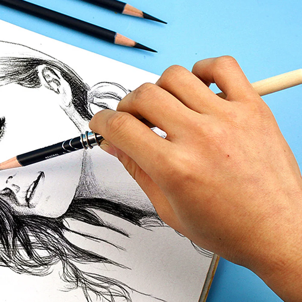 

10Pcs Wooden Pencil Extender with Metal Grip Non-Slip Comfort Handle for Short Pencils Art Craft Drawing Writing Tool Reusable