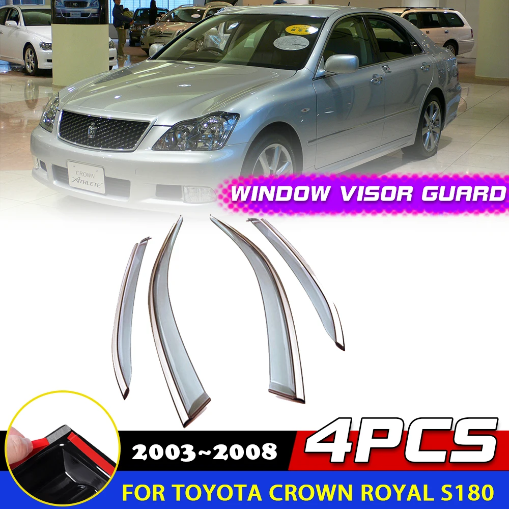 

Car Windows Visor for Toyota Crown Royal S186 S180 2003~2008 Smoke Guard Deflector Awnings Sun Rain Eyebrow Accessorie 2004 2005