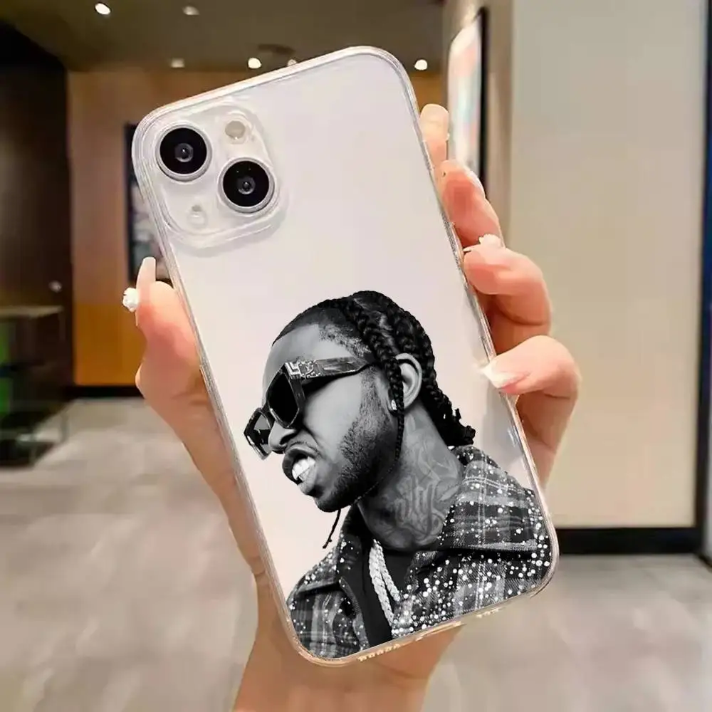 1pc Singer Pop Smoke Cassa Del Telefono Trasparente Per IPhone 17 16 15 14 13 12 11 PRO MAX PLUS Mini Copertura Morbida Pelle-amichevole