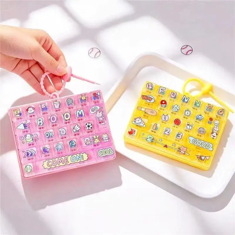 1/2Pcs 26 Key Press Button Toy Cute Stress Relief Decompression Toys Durable Bag Ornament For Family Party Favors