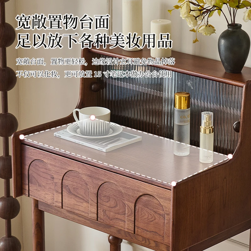 Medieval solid wood piano dresser bedroom small makeup table with drawers storage French retro makeup table