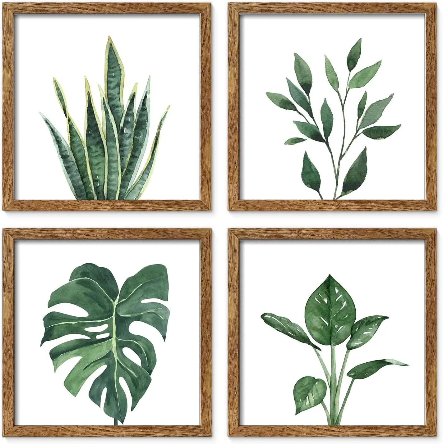 Framed Bathroom Wall Decor, Botanical Wall Art with Sage Green Plant Print for Bedroom Decoration, Minimalist Restroom Decor