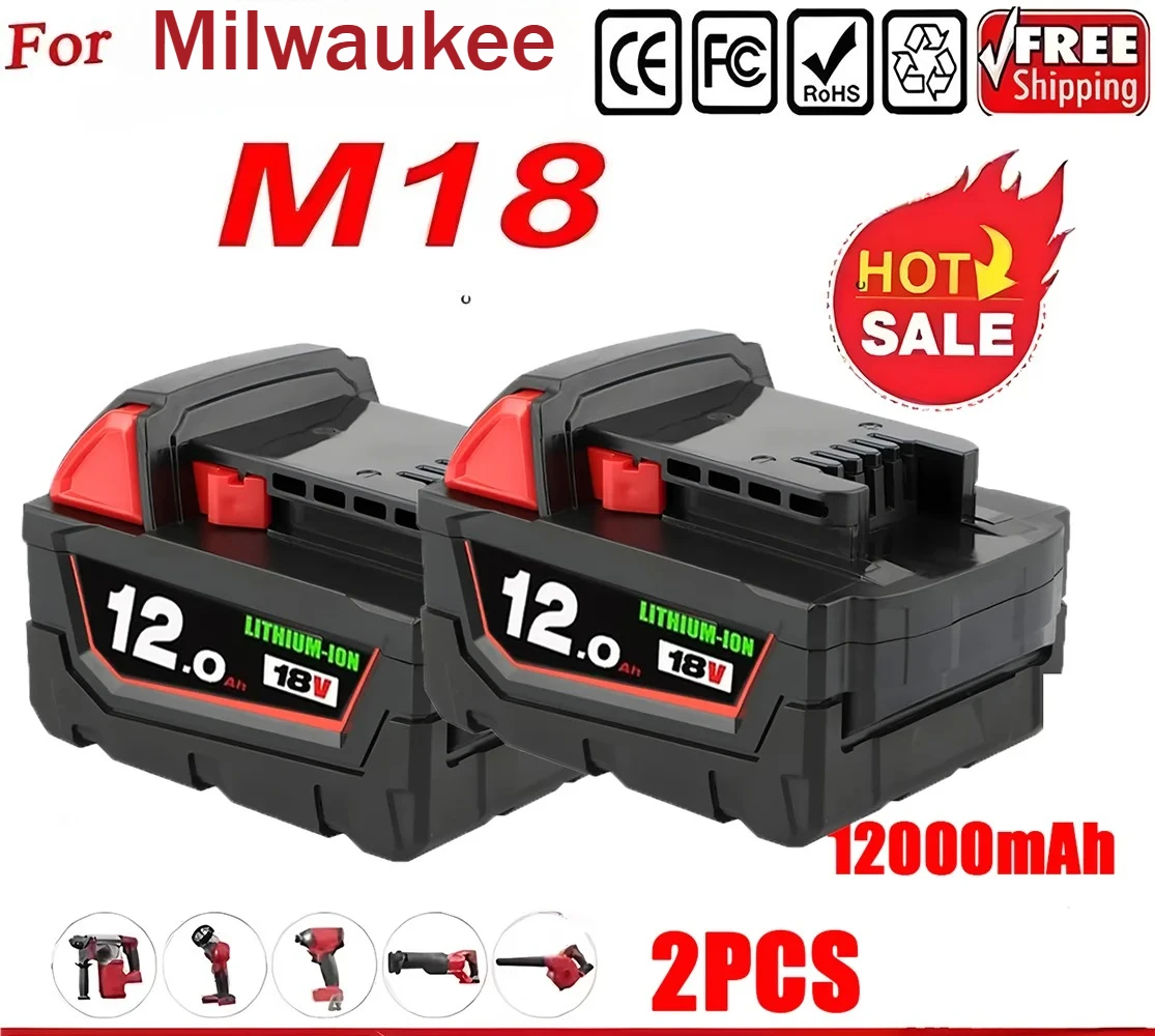 

for 18V Milwaukee M18 lithium battery Milwaukee M18 48-11-1815 2604-22 2604-20 2708-22 2607-22 Power Tool Replace Batteries