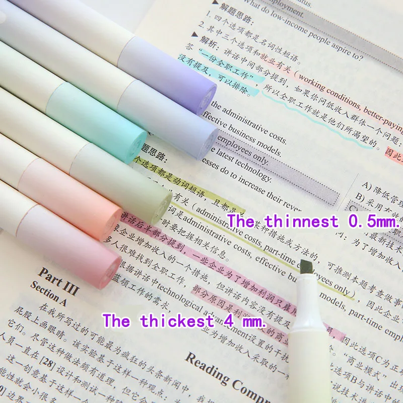 Highlighter Set Cute Pens Color Markers Double Ends Pastel Stabilo Kawaii Korean Stationary School Supplies