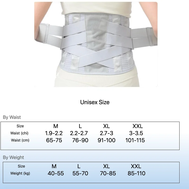 Medical Grade Lumbar Support Belt with 4+1 Steel Plates, Ergonomic 26° Curve, 360° Wrap Compression, Breathable & Non-Stuffy, Po