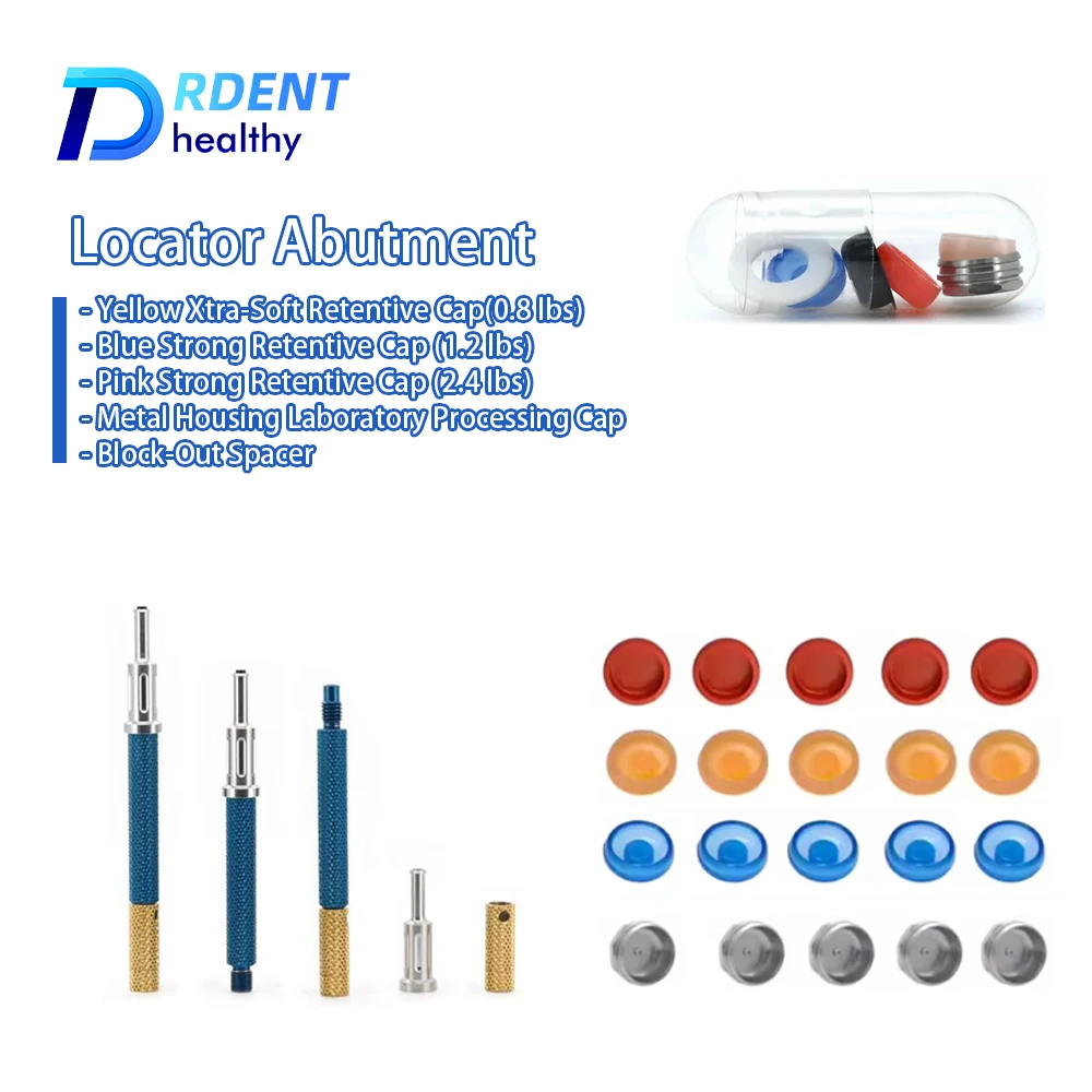 

Dental Implant Retention Caps Removable Insertion Extraction Locator Core Tool Abutment Overdenture Attachment Kit
