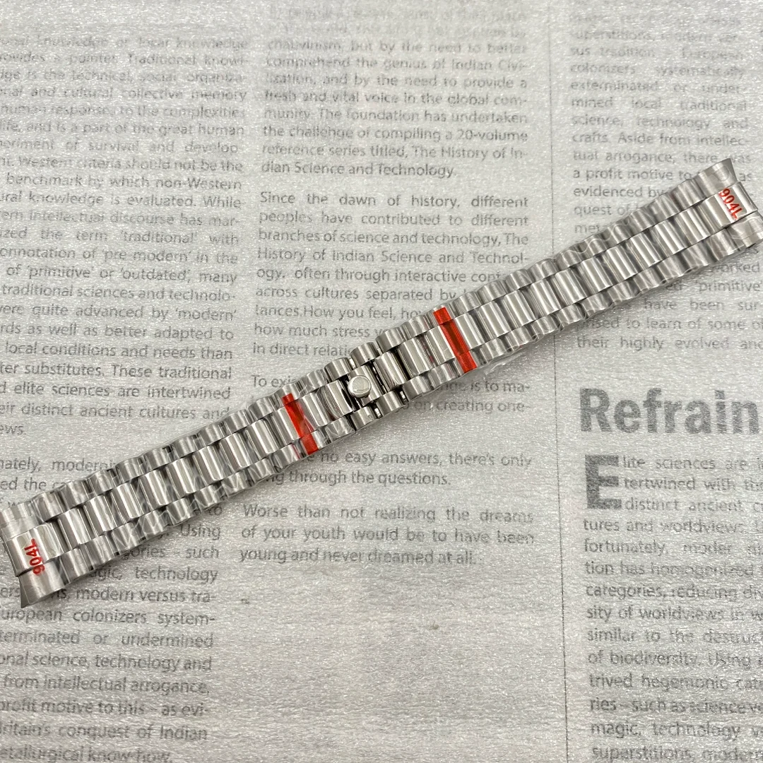 Pasek ze stali nierdzewnej 904L do zegarka Sub Log NH34 NH35, szerokość 20 mm, srebrny, solidna bransoleta prezesa z zapięciem.