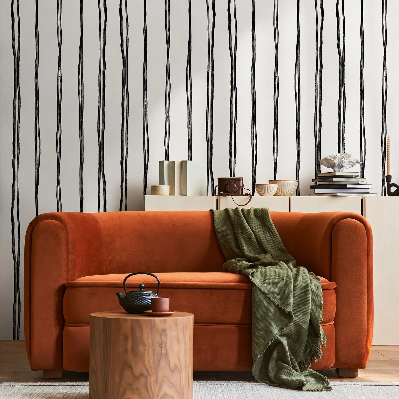 Black and White Boho Striped Wallpaper, Geometric Peel and Stick Wall Papers For Home Decor Wall Art,Self-adhesive Or Tradition
