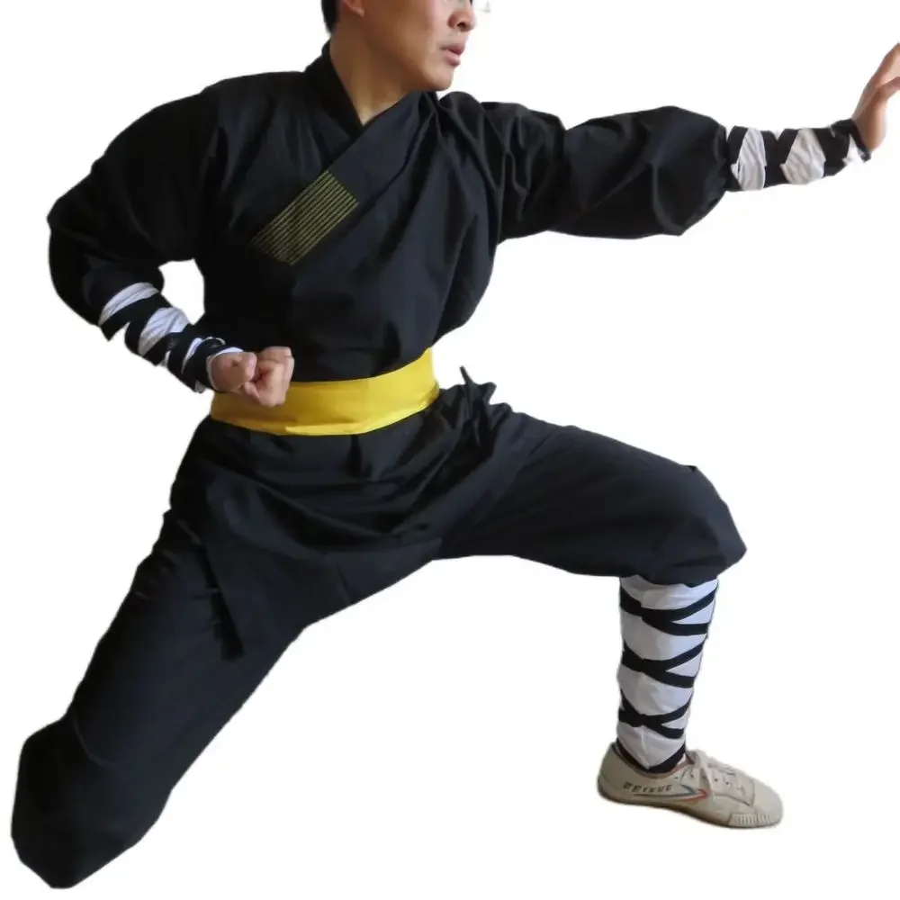 

High Quality Cotton Shaolin Monk Uniforms Kung Fu Suits Zen Wushu Clothing Black