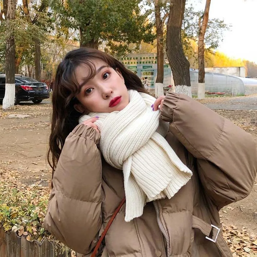 ألياف الاكريليك الحياكة وشاح من الصوف دنة بلون طويل سميكة وشاح الرقبة البوليستر الكلاسيكية معطف شتوي وشاح الشتاء