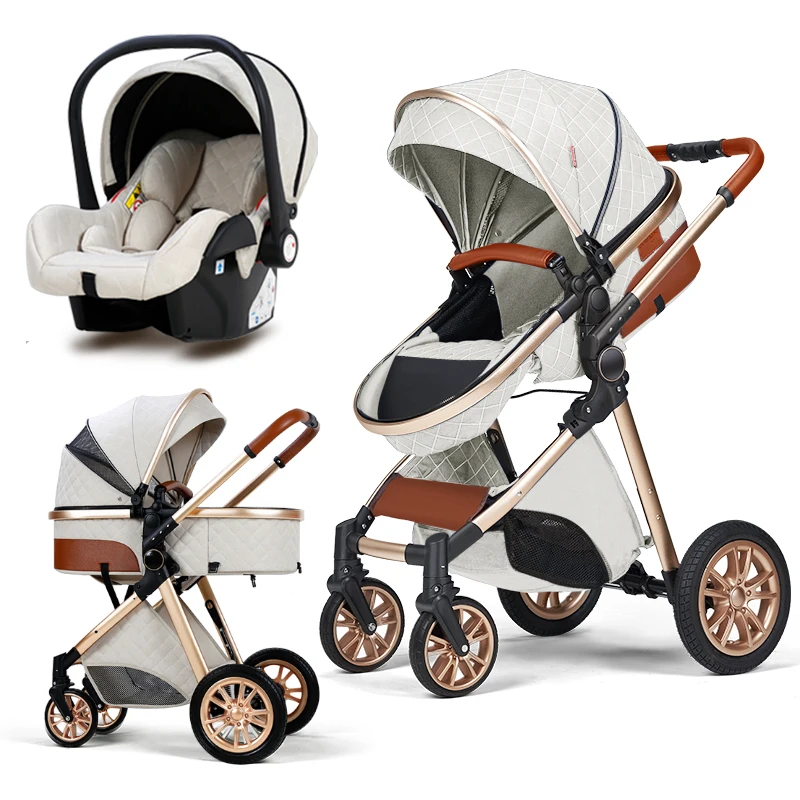 โรงงานโดยตรง 3 in 1 Luxury Baby Pram รถเข็นเด็กทารก 3 in 1