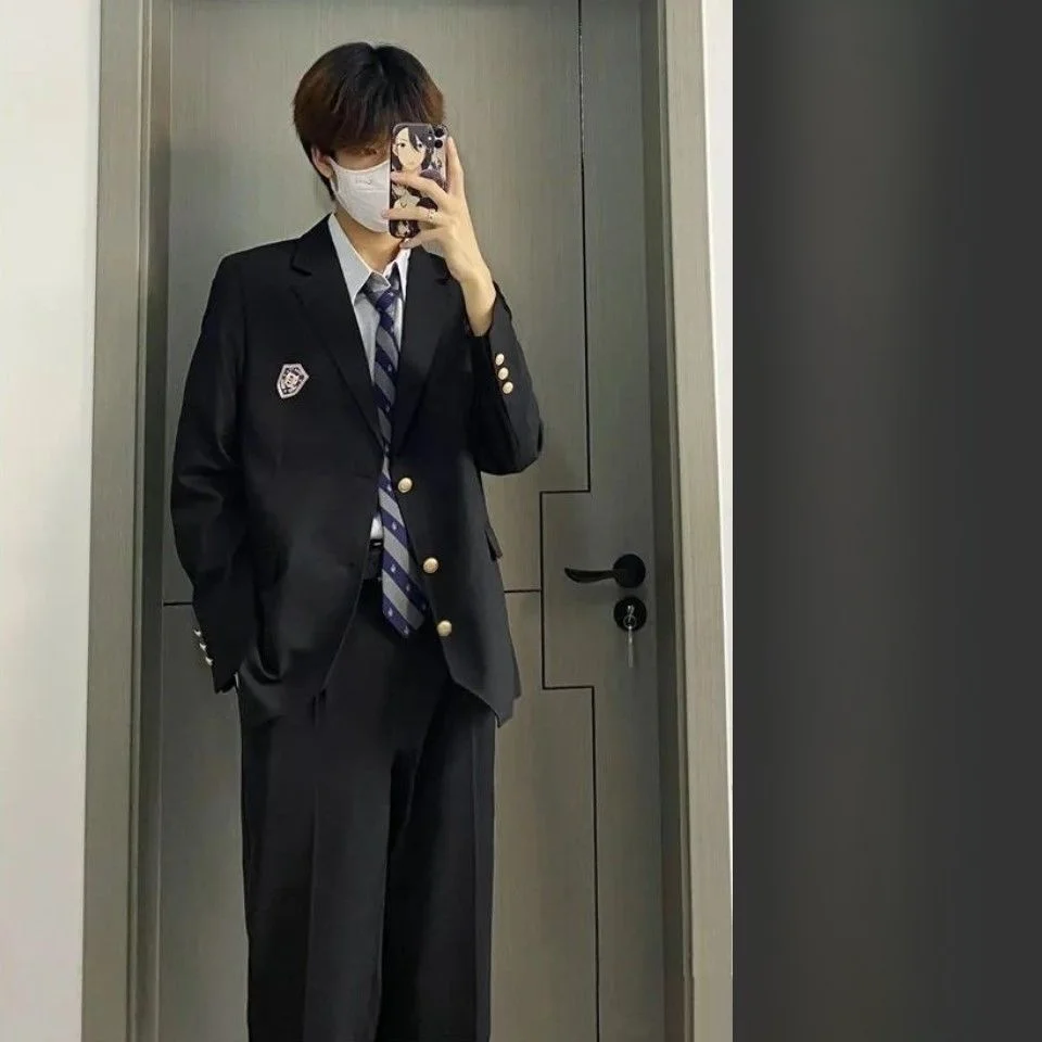 Men's aduation Suit Jaet Small Western Sle orm Set Japanese Retro JK Student Class orm One Whole Set