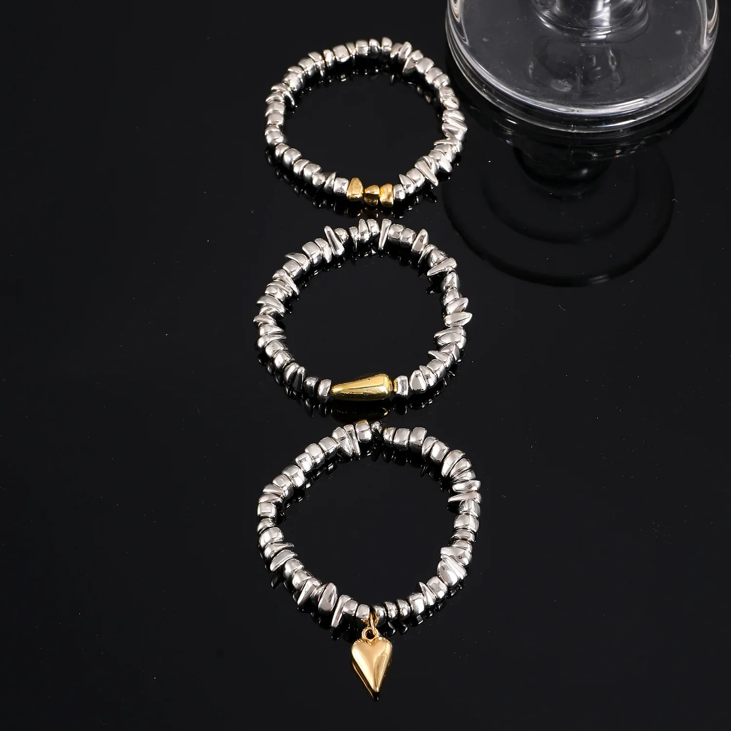 Vintage Irregularity Unique Design CCB Bead Heart-Shaped Pendant Bracelet SetS for Woman Fashion Bracelet Jewelry Holiday Gift image 4