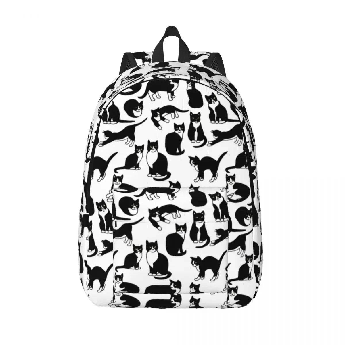 

Tuxedo Cats Pattern Student School Bookbag Canvas Daypack Elementary High College Travel Bags