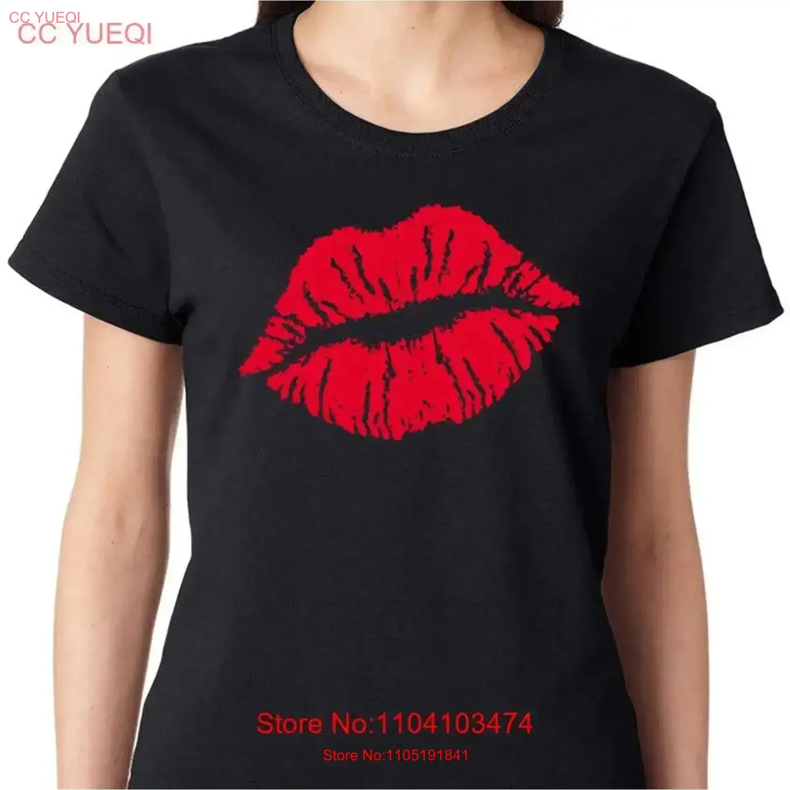 Lápiz labial rojo beso labios cupido citas abrazo amor Día de San Valentín camiseta de mujer vintage lavado ligeramente Casual versátil