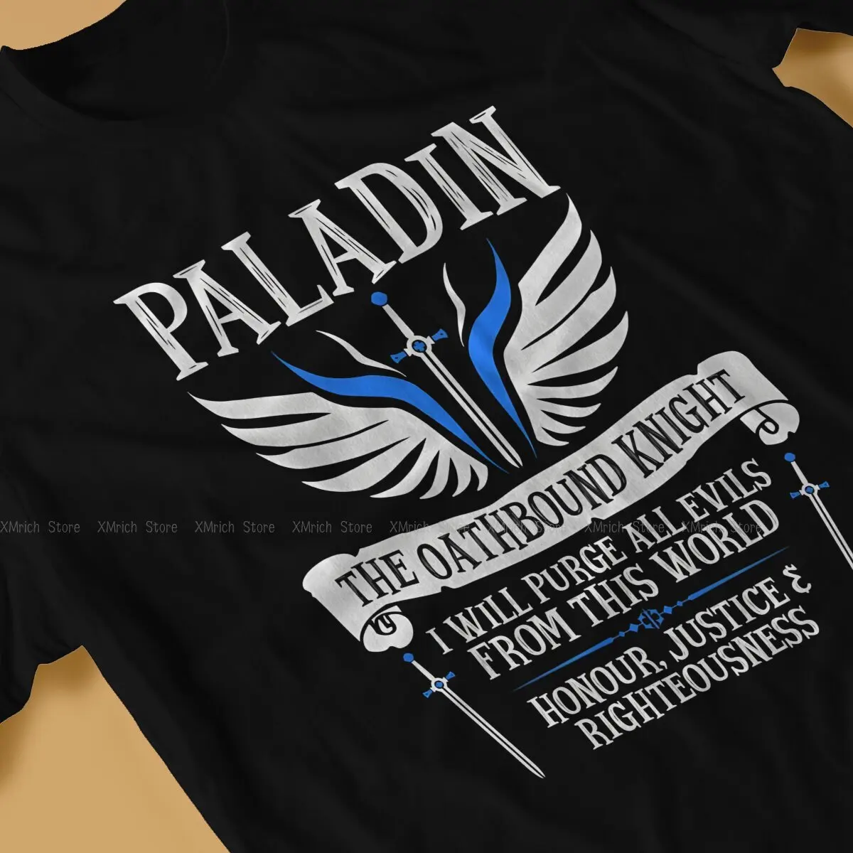 Men T-Shirts Wing Unique Pure Cotton Tees Short Sleeve Paladin T Shirts Crew Neck Clothes Party