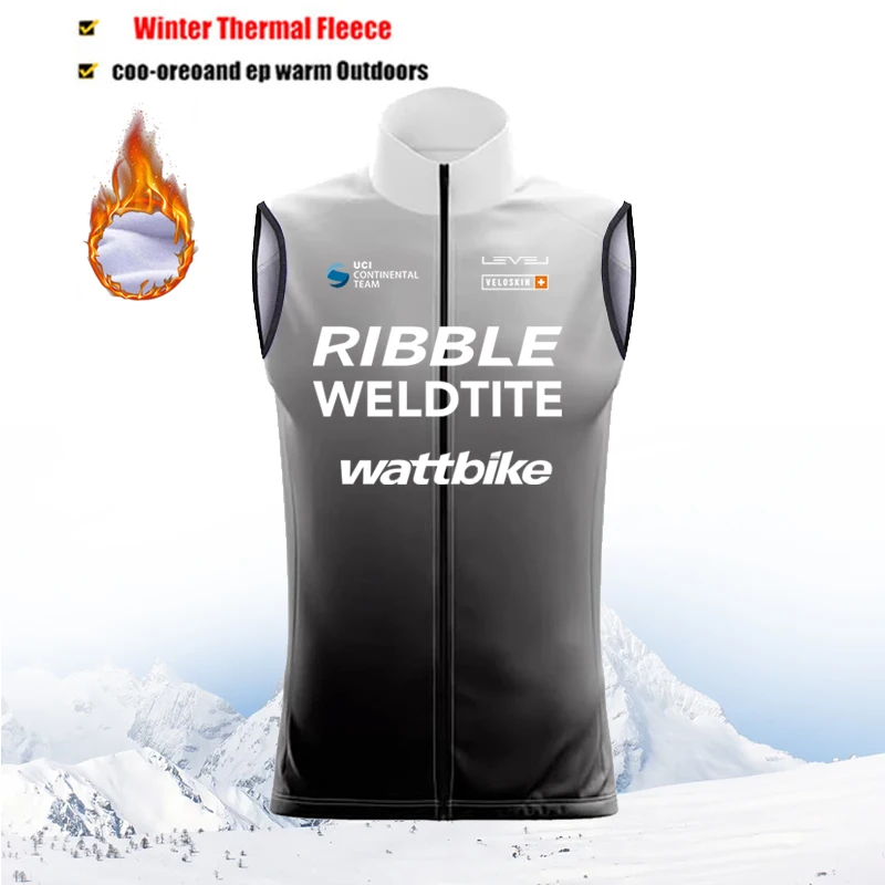 2026 Winter-Fleece-Thermo-Fahrradweste, winddicht, Pro-Team-Fahrradjacke, ärmellose Gesäßtaschen für Damen und Herren