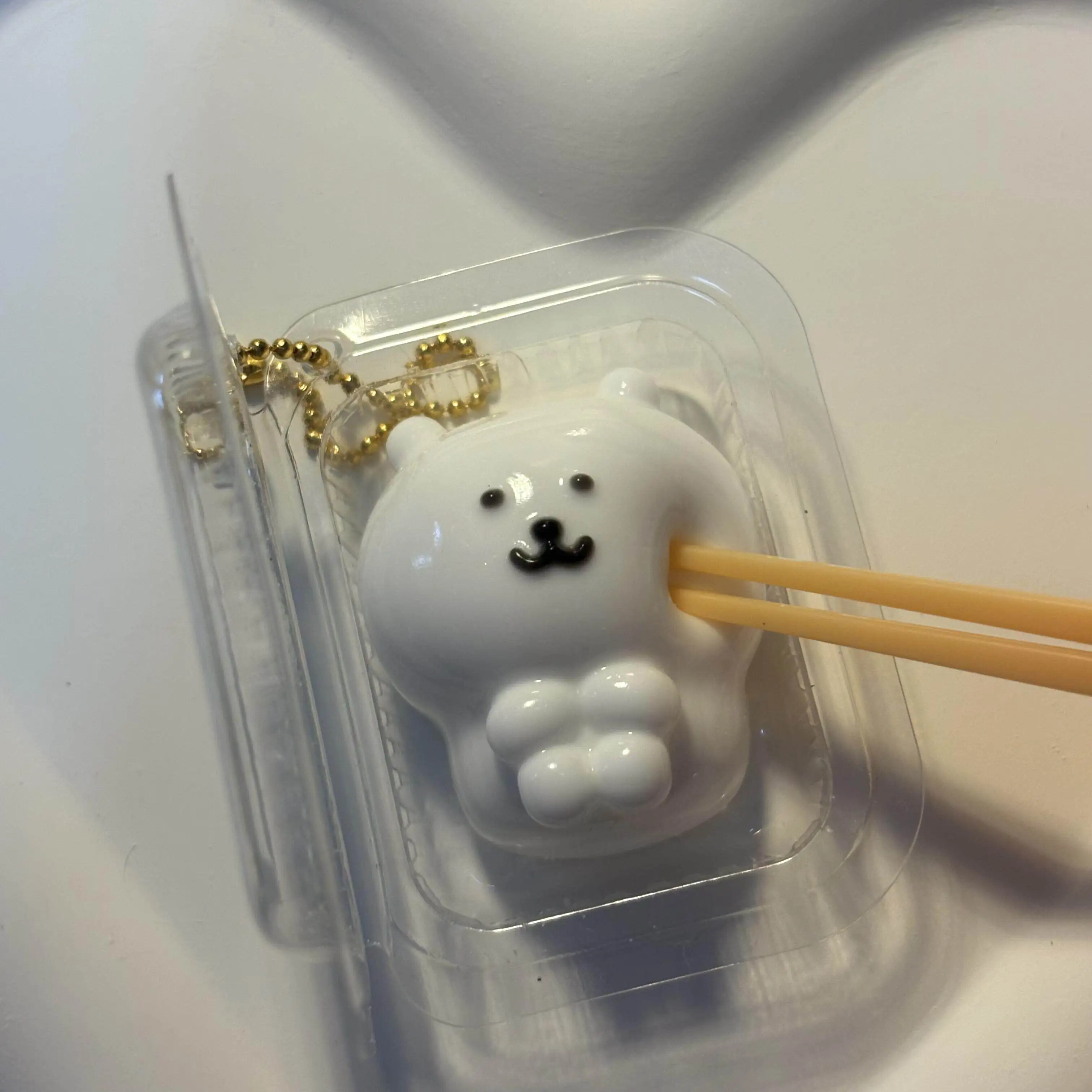 Cute White Bear Shaped Squishy Keychain Soft Squeeze Fidget Toy Pendant Stress Relief Backpack Charm Gift
